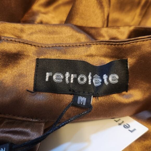 Retrofete Ross Top in Cognac Brown Size Medium NWT Satin Padded Bust - Picture 10 of 12